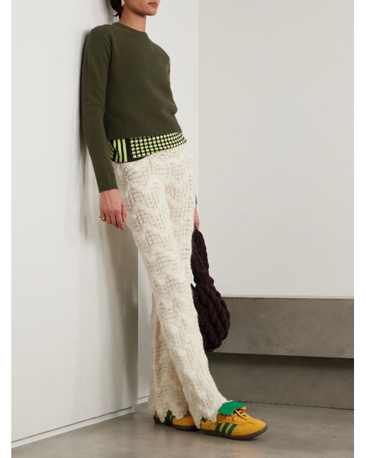 The Elder Statesman Green Crew Neck Cashmere Sweater