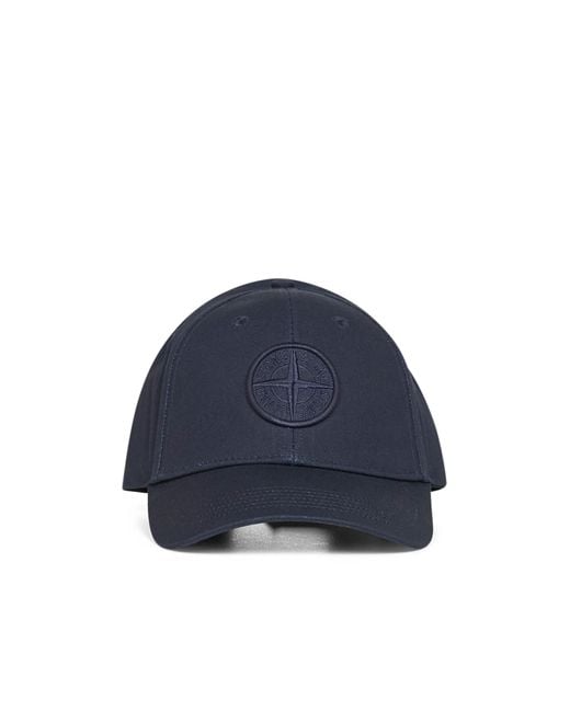 Stone Island Blue Logo Embroidered Baseball Cap for men