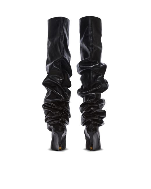 Balmain Black Wedge Thigh-High Boots