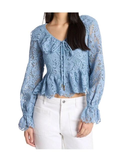 MICHAEL Michael Kors Blue Lace V-Neck Top