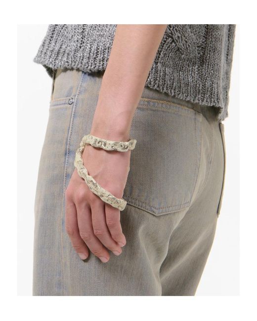 Our Legacy White Lace Ladon Ring Detailed Chain for men