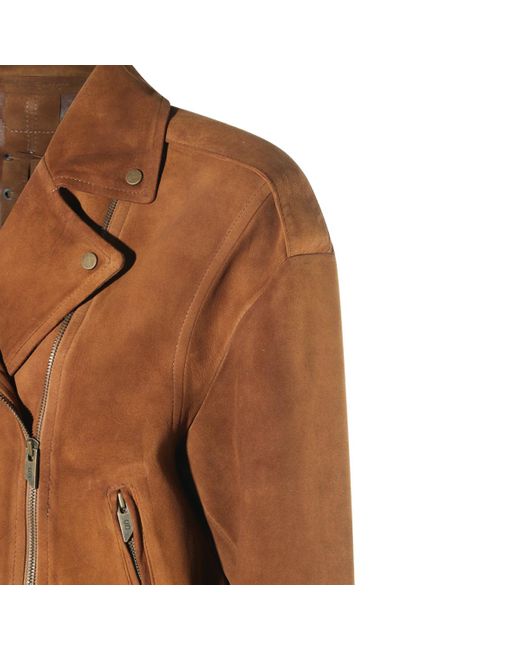 Salvatore Santoro Brown Zip Detailed Leather Jacket