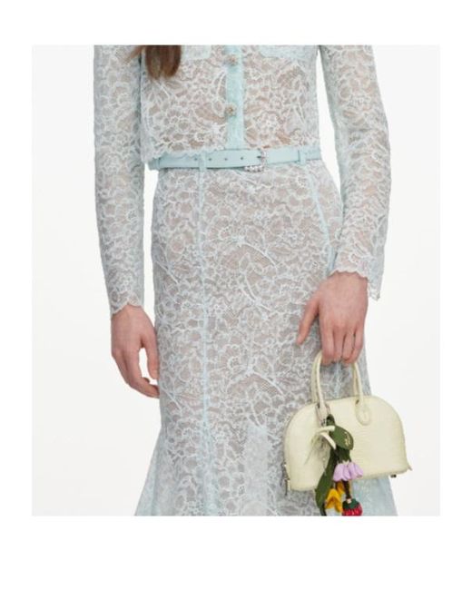 Self-Portrait Blue Mint Lace Midi Skirt