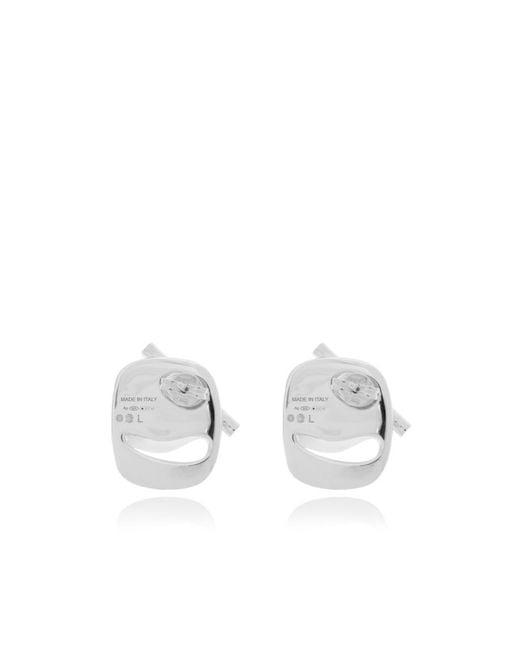 Ferragamo White Ferragamo Logo Engraved Earrings