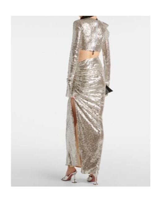 Maticevski Gray Luna Draped Sequined Maxi Skirt