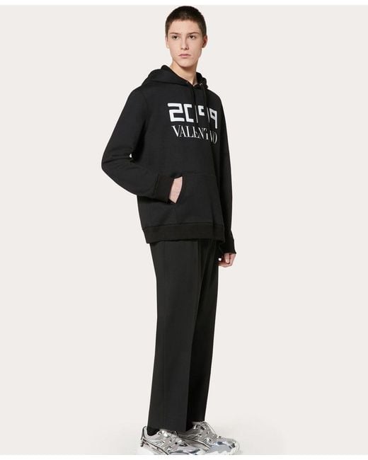 Valentino Black 2099 Logo Printed Hoodie for men
