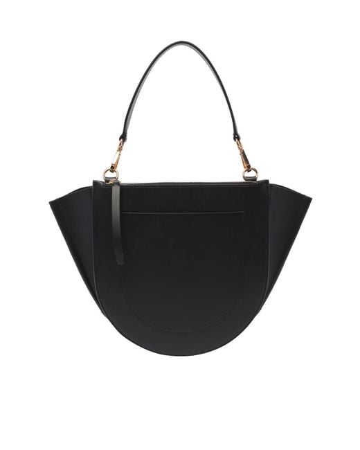 Wandler Black Medium Hortensia Logo Prrinted Tote Bag