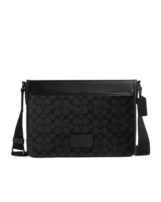 COACH Black District Crossbody Bag In Signature Canvas for men