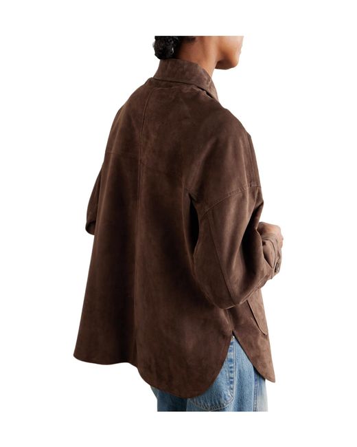 Arma Brown Oversized Paneled Suede Jacket