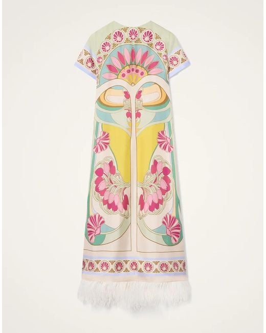 LaDoubleJ Multicolor La Doublej Feather-Trim Swing Dress