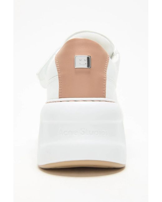 Acne White Touch-Strap Leather Sneakers for men
