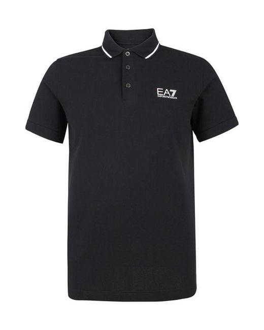 EA7 Black Logo Polo Shirt for men
