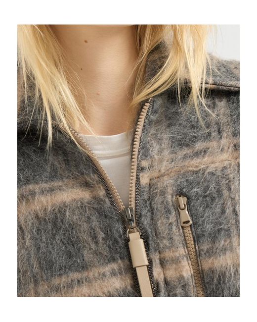 Brunello Cucinelli Gray Checked Zip-Up Knitted Jacket