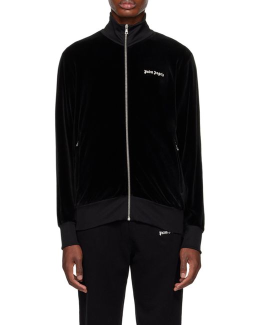 Palm Angels Black Logo Printed Zipped Track Jacket for men
