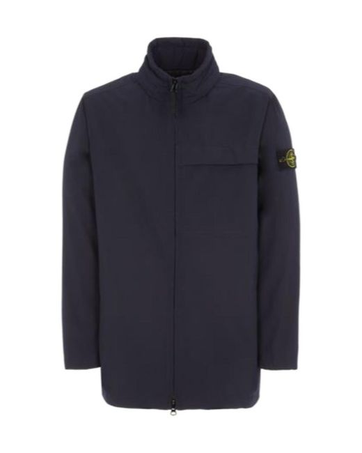 Stone Island Blue Logo-Patch Zip-Up Jacket for men