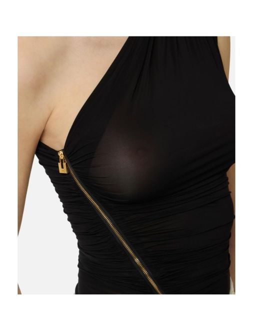 Elisabetta Franchi Black One-Shoulder Top
