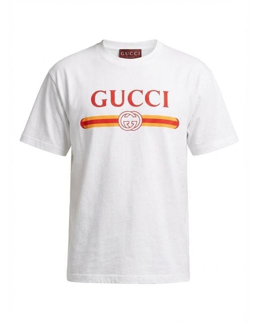 Gucci White Logo Printed Crewneck T-Shirt