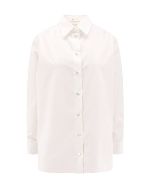 The Row White Buttoned Long-Sleeved Shirt