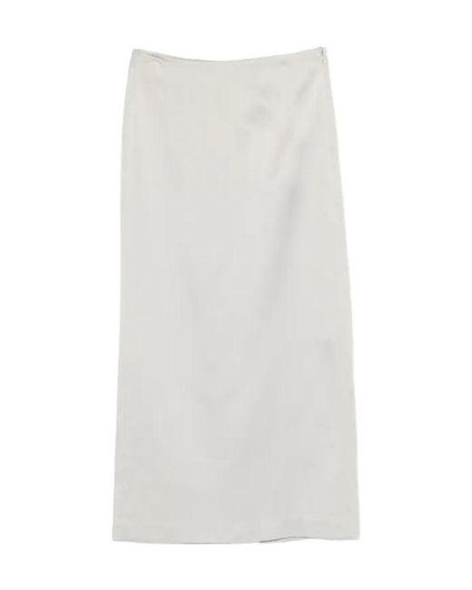 Brunello Cucinelli White Straight-Hem Midi Skirt