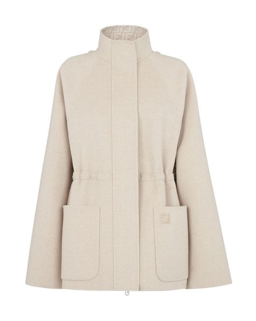 Fendi Natural Ff Motif Hooded Jacket