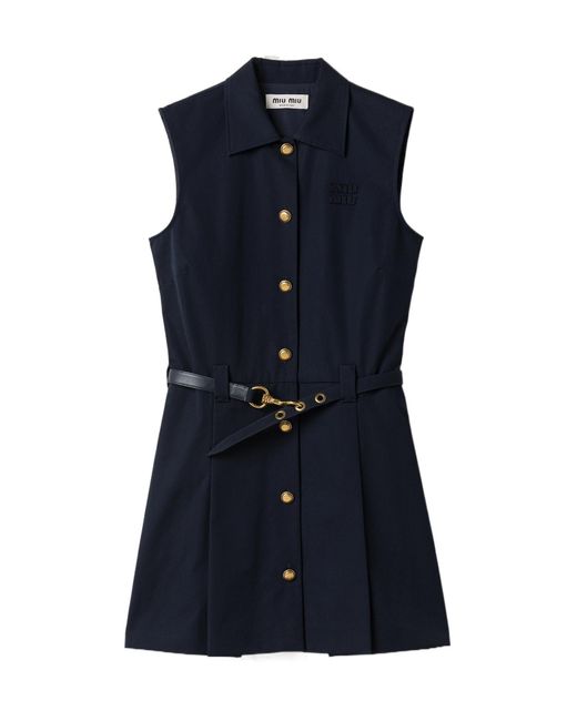 Miu Miu Blue Poplin Mini-Dress
