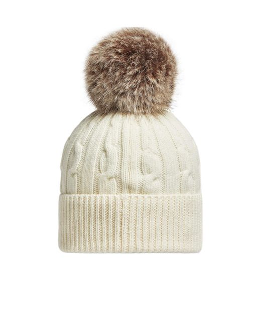 Moncler Natural Logo Patch Pompom Detailed Beanie