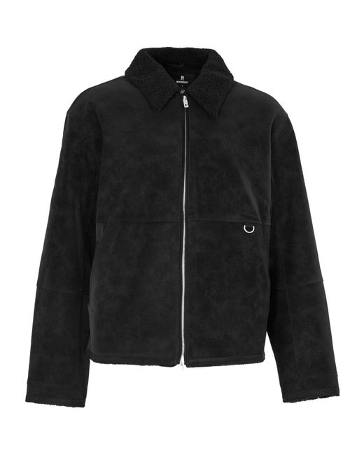 Represent Black Solid-Color Shearling Jacket for men