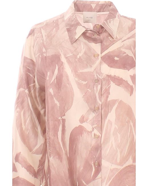 Alysi Pink Brushed Print Regular Top