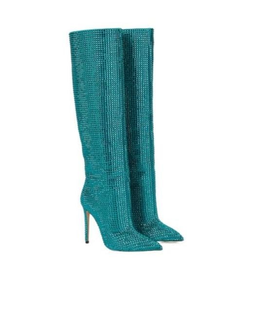 Paris Texas Green Holly Embellished Knee-High Boots