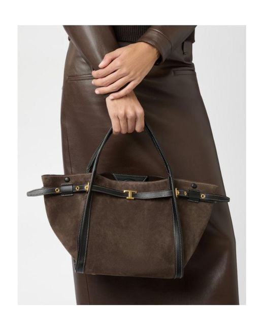 Tod's Brown T Signature Small Shoulder Bag