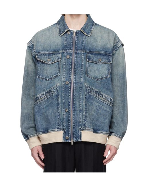 Golden Goose Zip-Up Denim Jacket in Green for Men | Lyst
