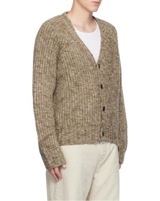 AMI Brown Long Sleeved Knitted Cardigan for men