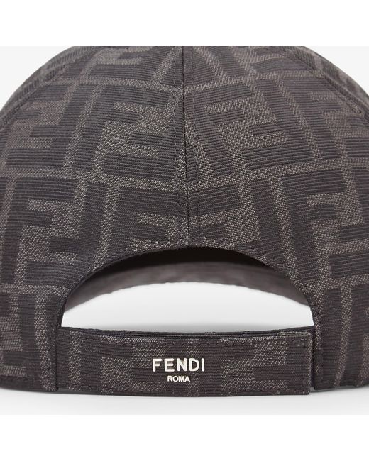 Fendi Gray Ff Jacquard Fabric Baseball Cap for men