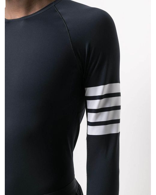 Thom Browne Blue Interlock 4-Bar Stripe Crewneck T-Shirt for men