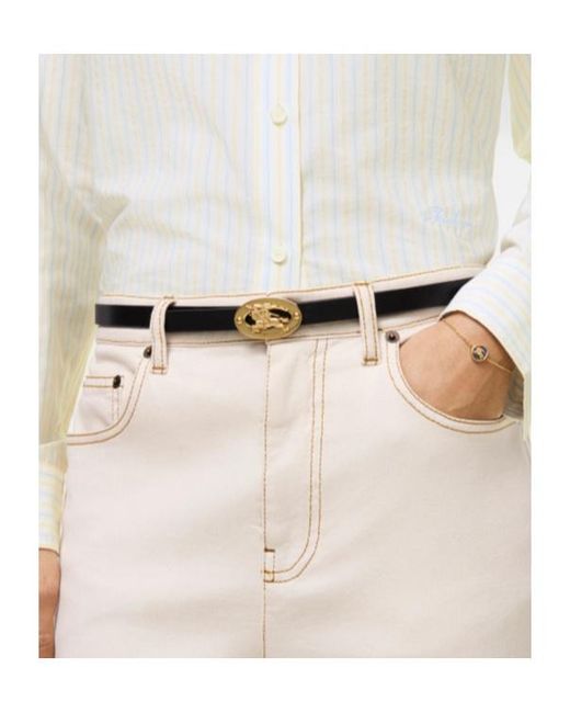 Burberry White Reversible Leather Oval Belt