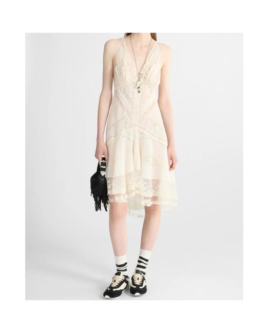 Ermanno Scervino White Lace Trim Midi Dress