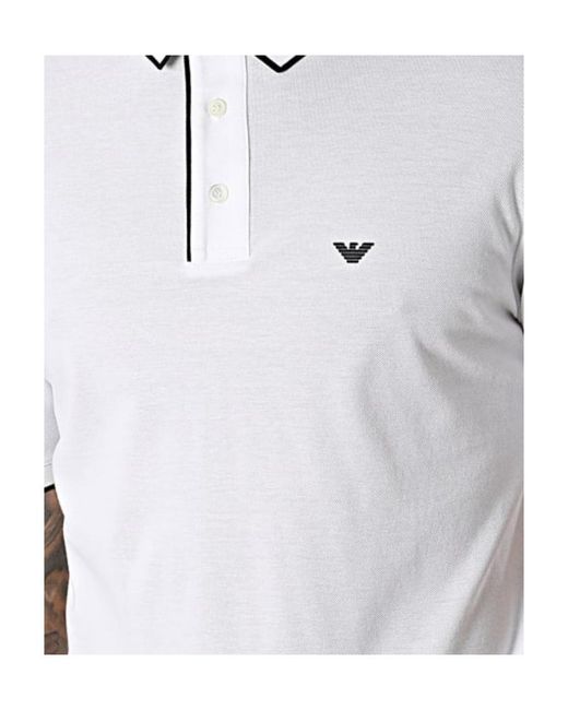 Emporio Armani White Logo Short-Sleeved Polo Shirt for men