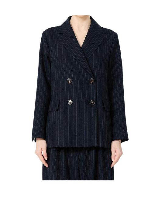 Max Mara Blue Lapel Long-Sleeved Suit Jacket