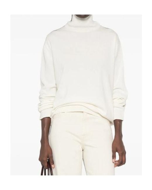Malo White High-Neck Long-Sleeve Sweater