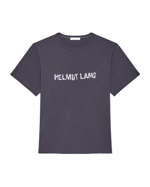 Helmut Lang Blue Crumpled Logo Tee for men