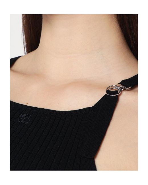 Courreges Black Ribbed Mini Dress
