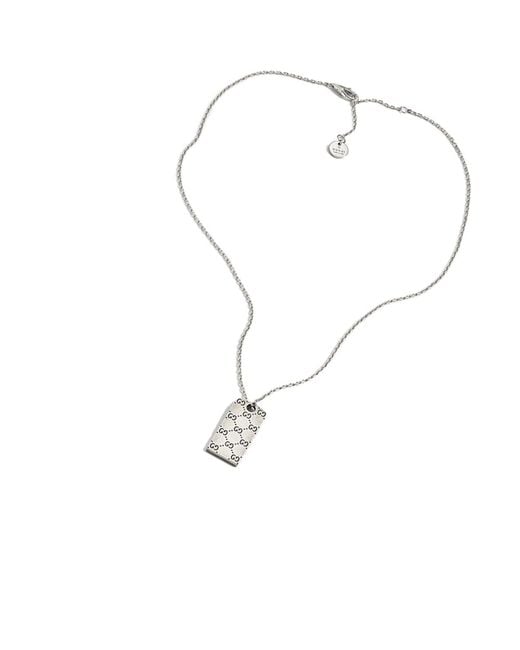 Gucci White Signature Pendant Tag Necklace for men