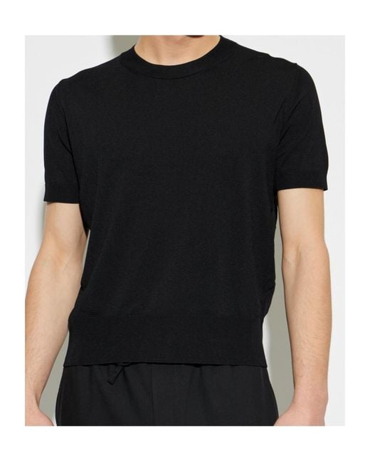 AMI Black Ami Fine Knit Crew Neck T-Shirt for men