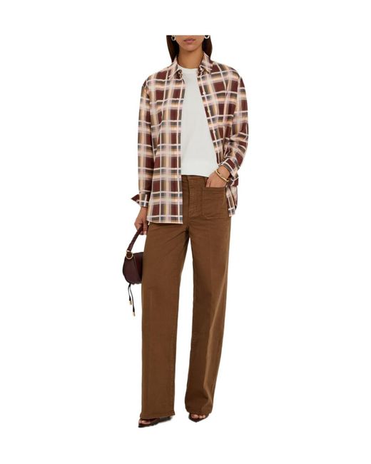 FRAME Brown Checkered Long-Sleeved Shirt