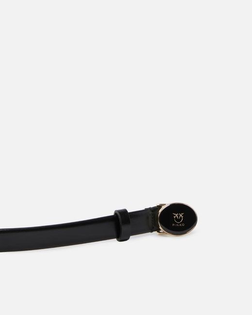 Pinko White Love Birds Logo Buckle Belt