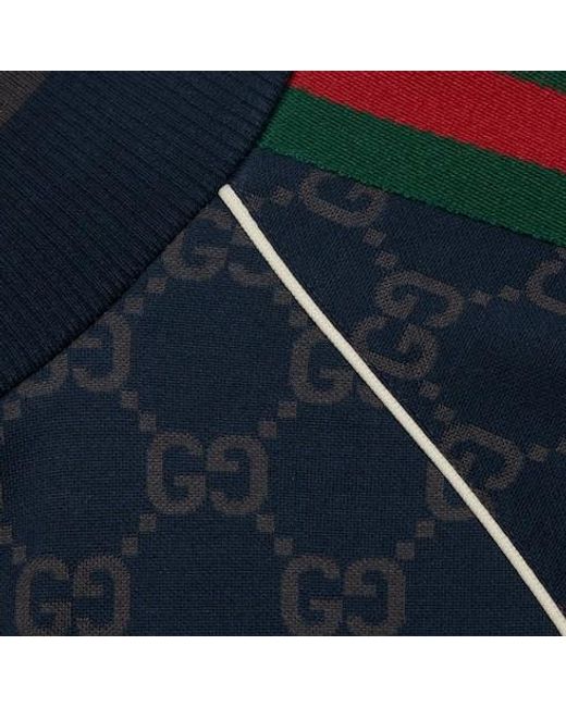 Gucci Blue Monogrammed Zip-Up Sweatshirt for men