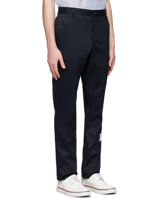 Thom Browne Blue Logo Patch Chino Pants for men