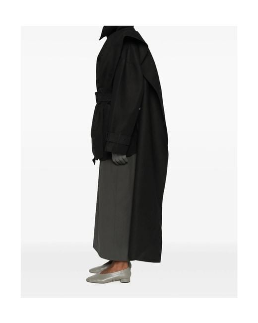 Entire studios Black Mini Scarfcoat Belted Jacket