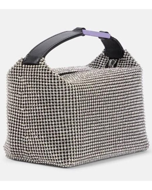 Eera Black Moonbag Embellished Mesh Shoulder Bag