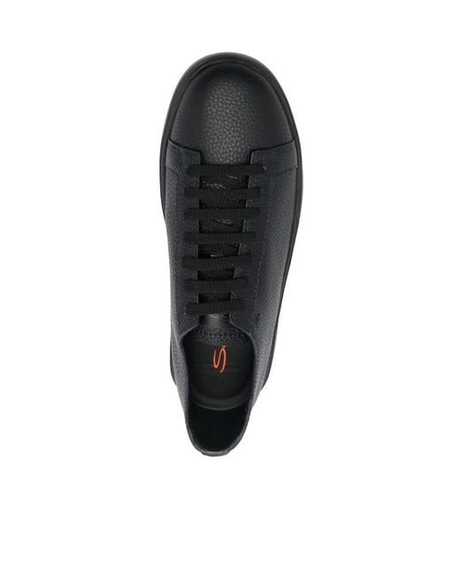 Santoni Black Low-Top Lace-Up Sneakers for men